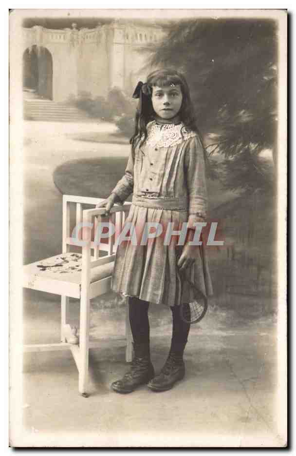 Fantaisie - enfants - fille - girl posing for picture - CPA 