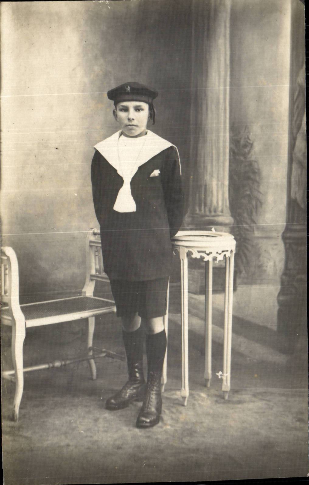 CARTE PHOTO Fantaisie - enfants - garcon - boy in sailor suit - CPA 