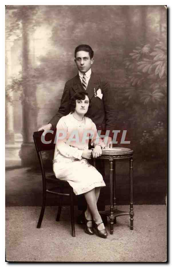CARTE PHOTO Fantaisie - Couple - portrait - CPA 