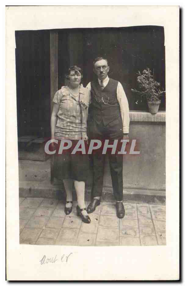 CARTE PHOTO Fantaisie - Couple - CPA 