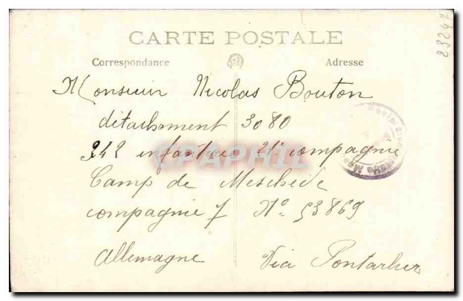 CARTE PHOTO Fantaisie - Couple - proud family - CPA Camp de Meschede Allemagne — Rückseite