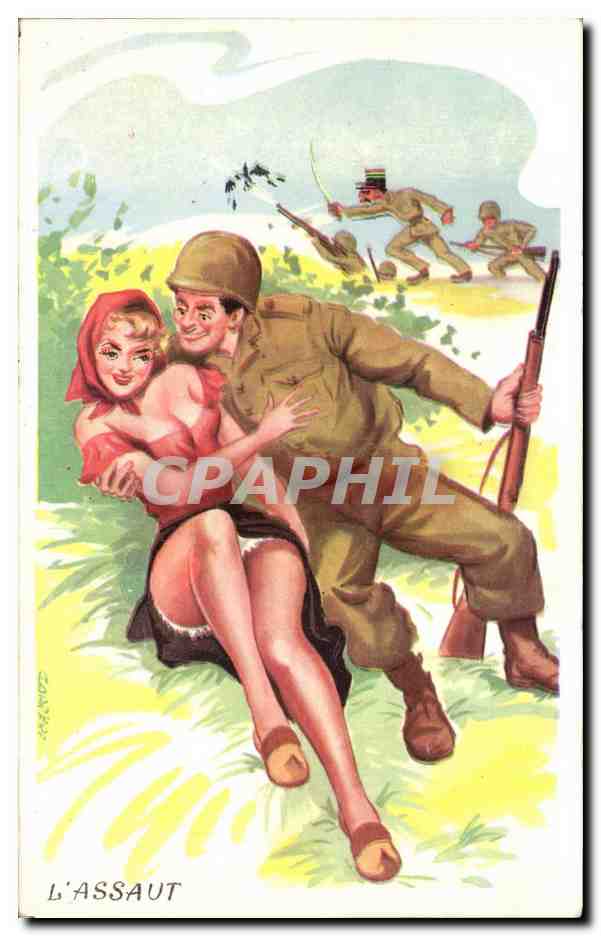Der Angriff — Kriegsszene mit Soldaten und Frau — Verlag C. Lévy, Nr. 363