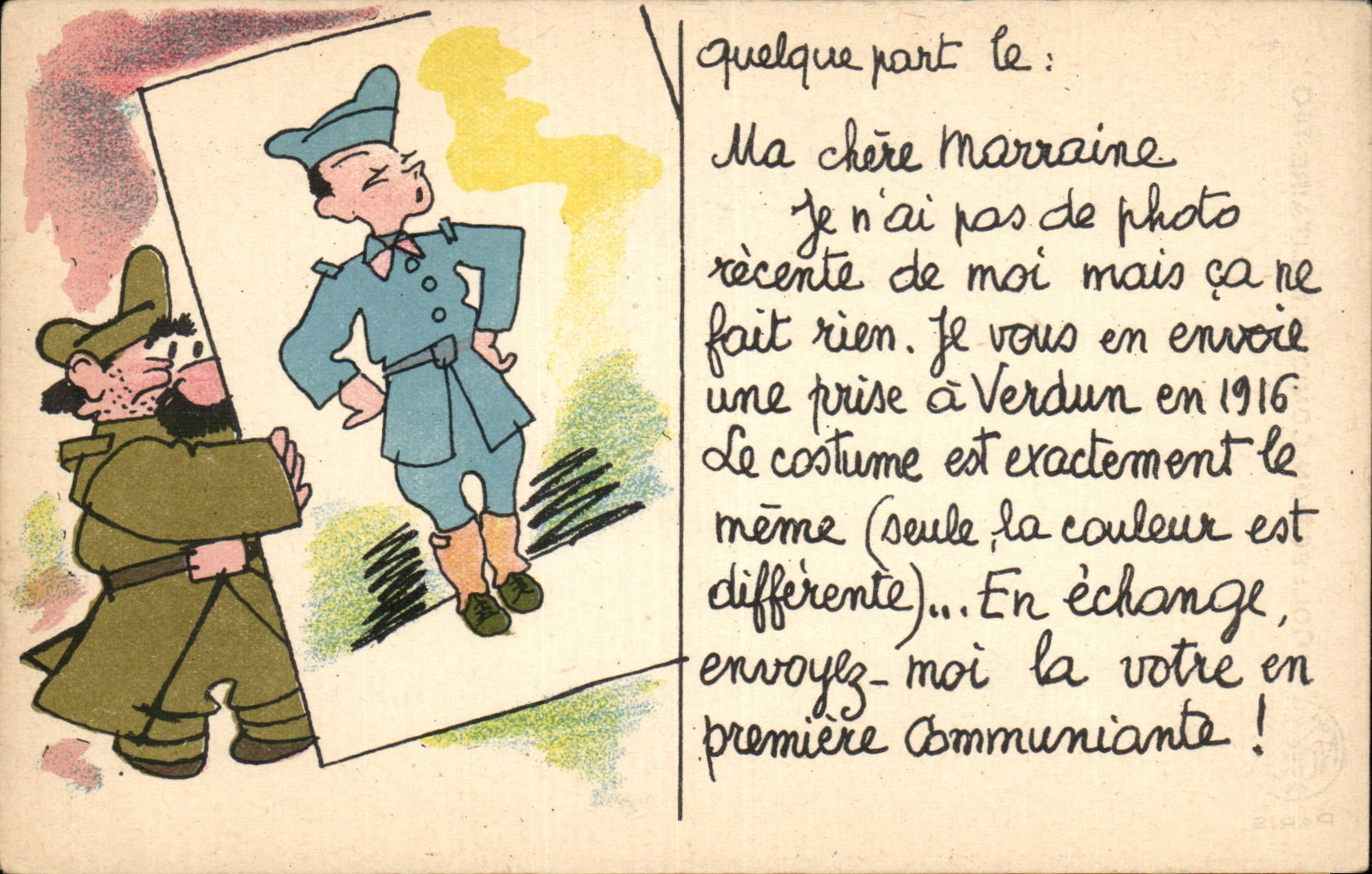 Soldats en uniforme — caricature militaire — Collection Comique Militaire, Noëter, Paris, n°140