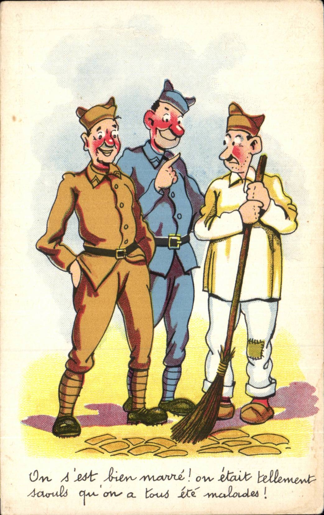 Trois soldats en carnaval — Série Comique Militaire — 7 — CPAPHIL