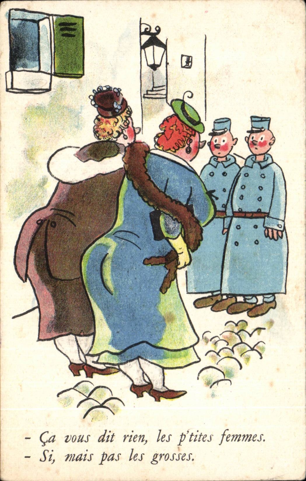Deux femmes et deux soldats — scène humoristique — Noët, Paris, n°101