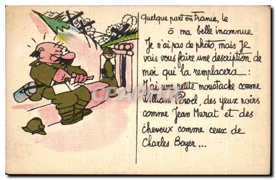 Soldat caricaturé — description manuscrite — Collection Comique Militaire, n°126, éd. Noëler Paris