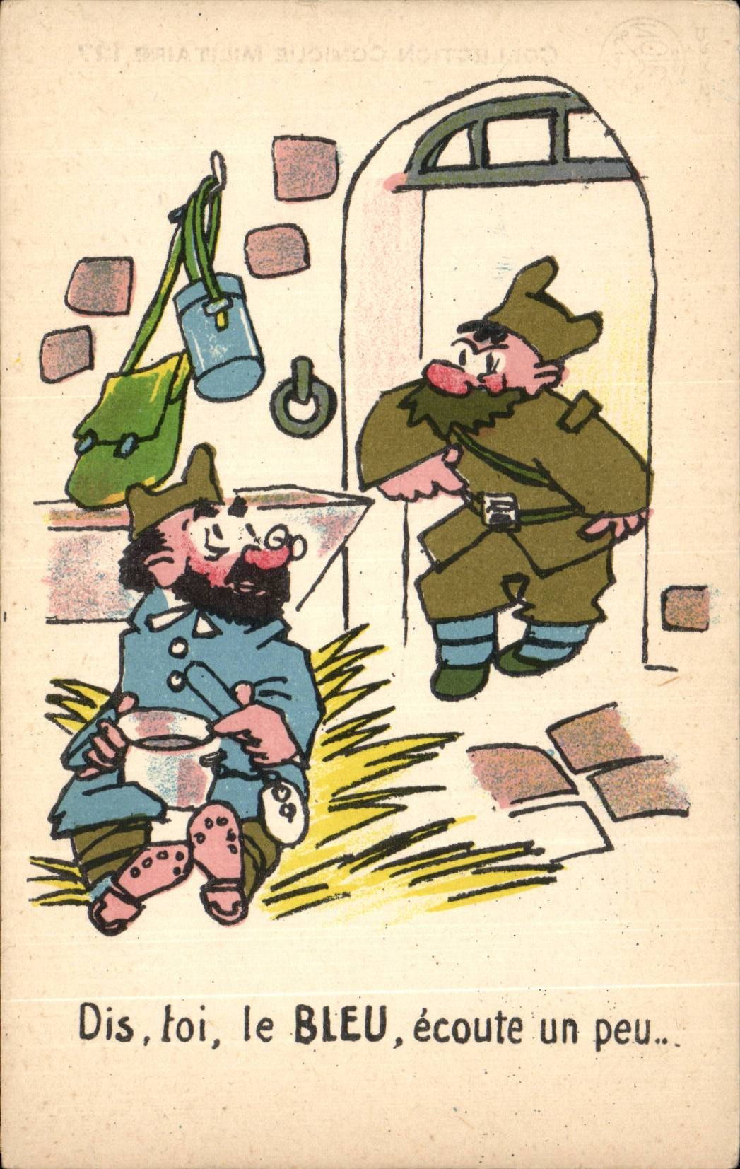 Soldats en scène comique — Collection Comique Militaire n°127 — éditeur Noël, Paris
