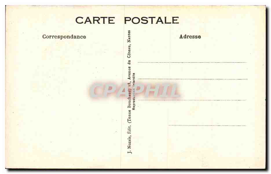 Soldats et civil — Le billet de logement — J. Nozais, Édit. (Tenue Bouchaud) 18, Avenue du Côteau, Nantes — Verso