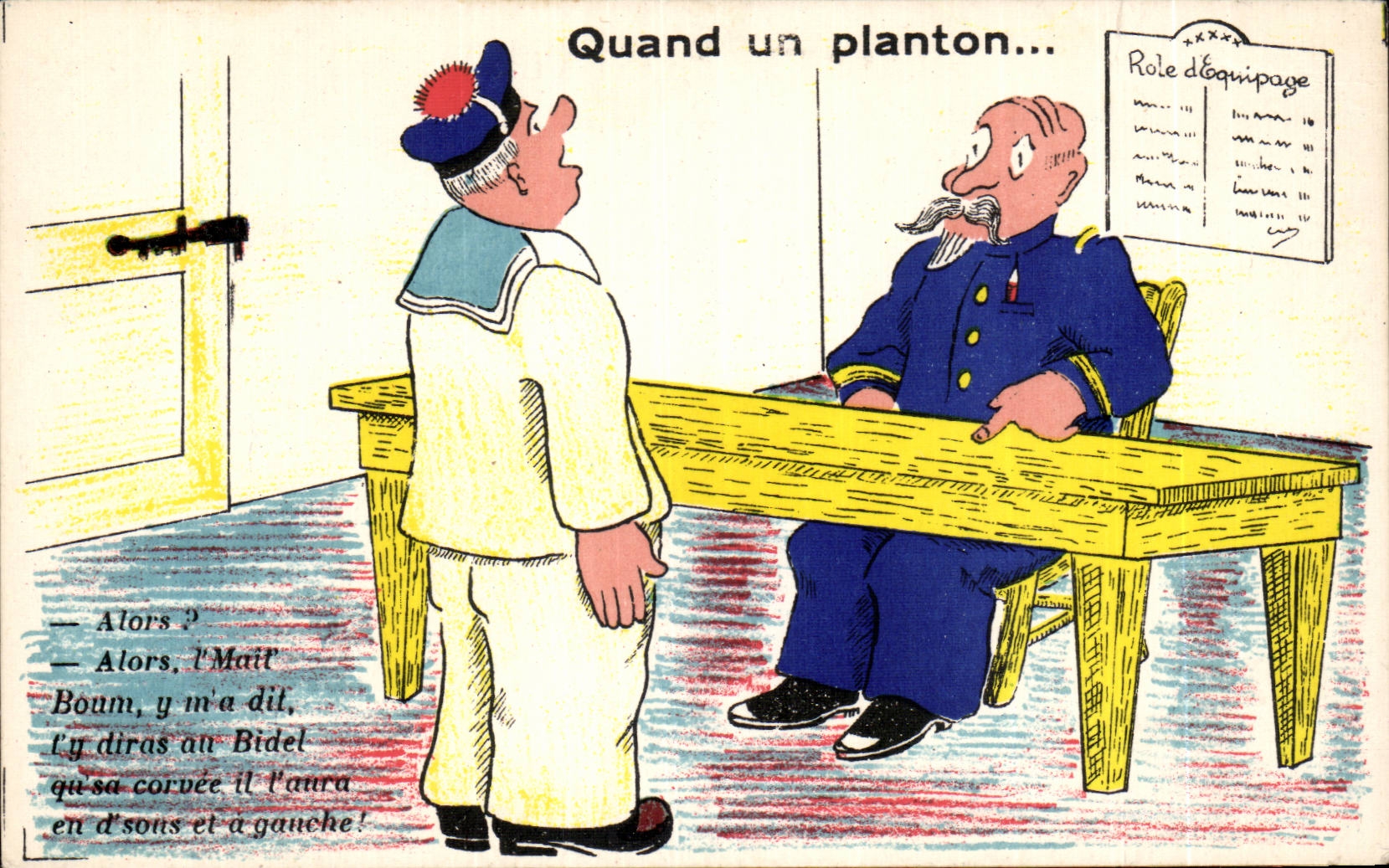 Quand un planton... — caricature de planton et officier — Éditions GABY