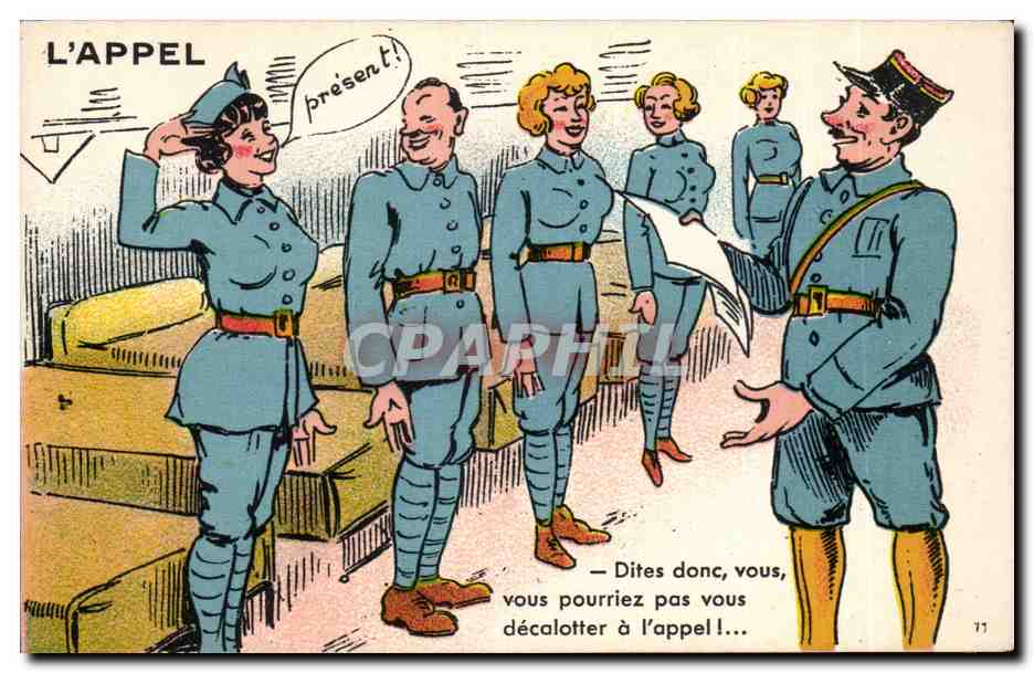 L'APPEL — scène militaire humoristique — J. Nozais, Édit. Nantes