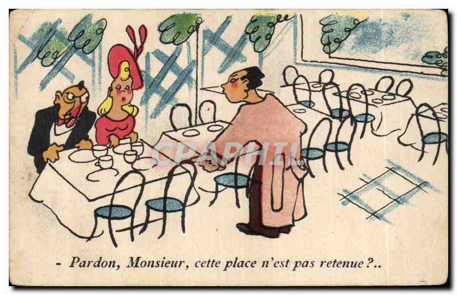 CPA Illustrateur Humour Pardon Monsieur cette place n'est pas retenue ?