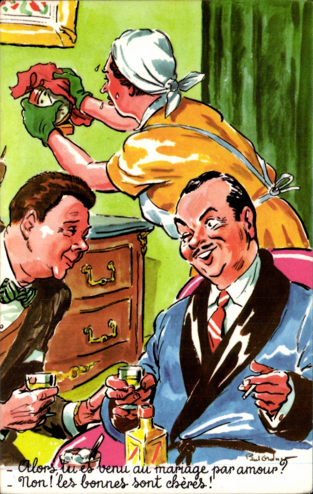 CPA Fantaisie Humour Alors tu es venu au mariage par amour ?