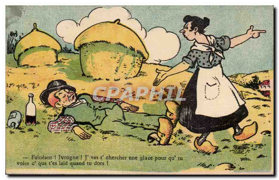 Fainéant ivrogne — scène de campagne — éditeur non visible