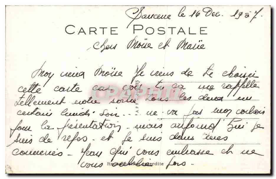 CPA Fantaisie Humour  — Verso