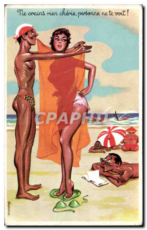Bain à la plage — scène coquine — Photocchrom n°425
