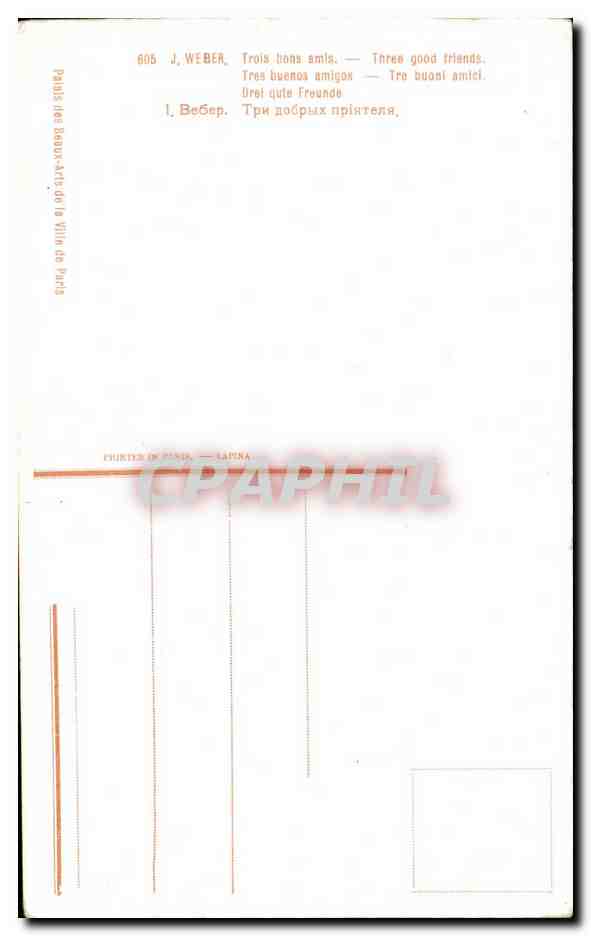 CPA Fantaisie Weber Trois bons amis  — Verso