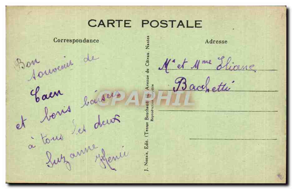 Enfants et tous du même lit ? — Ah dame point, bin plus dans le loin à la belle saison ! — J. Norzai, Édit. Nantes, n° 386 — Verso