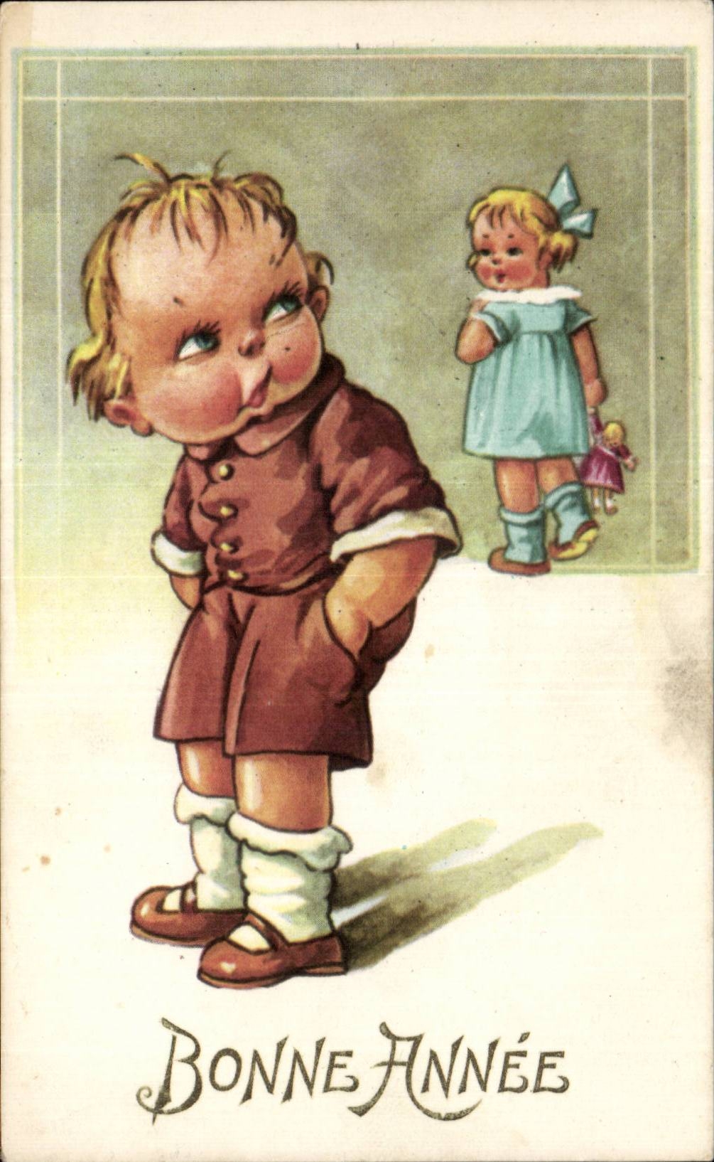 CPA Fantaisie Enfant Bonne annee