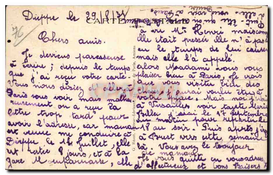 CPA Dieppe Place du Puits Sale et grande rue  — Rückseite