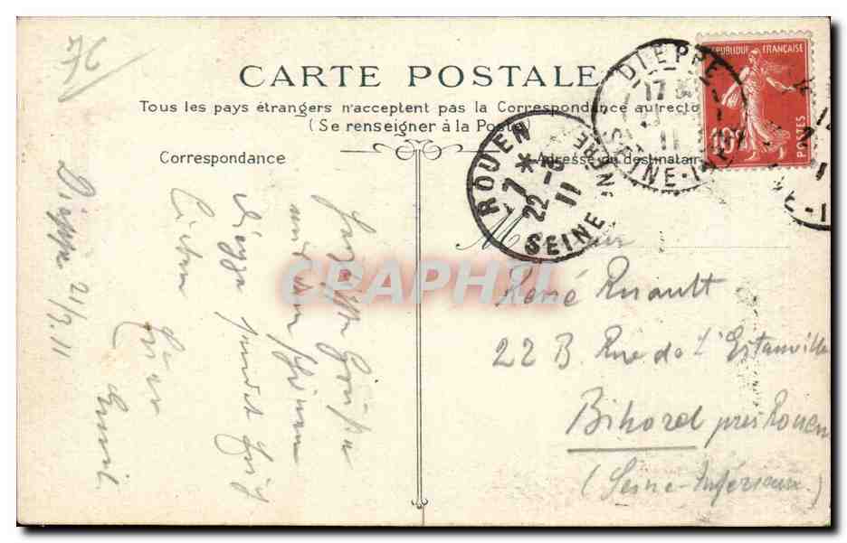 CPA Dieppe Vue generale prise du chateau — Rückseite