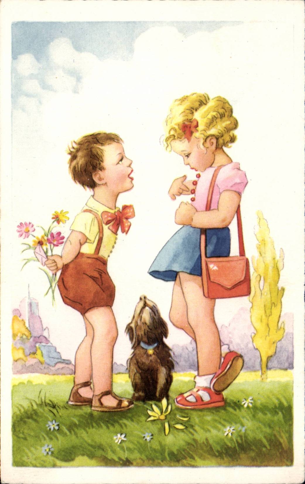CPA Fantaisie Illustrateur Enfants Chein