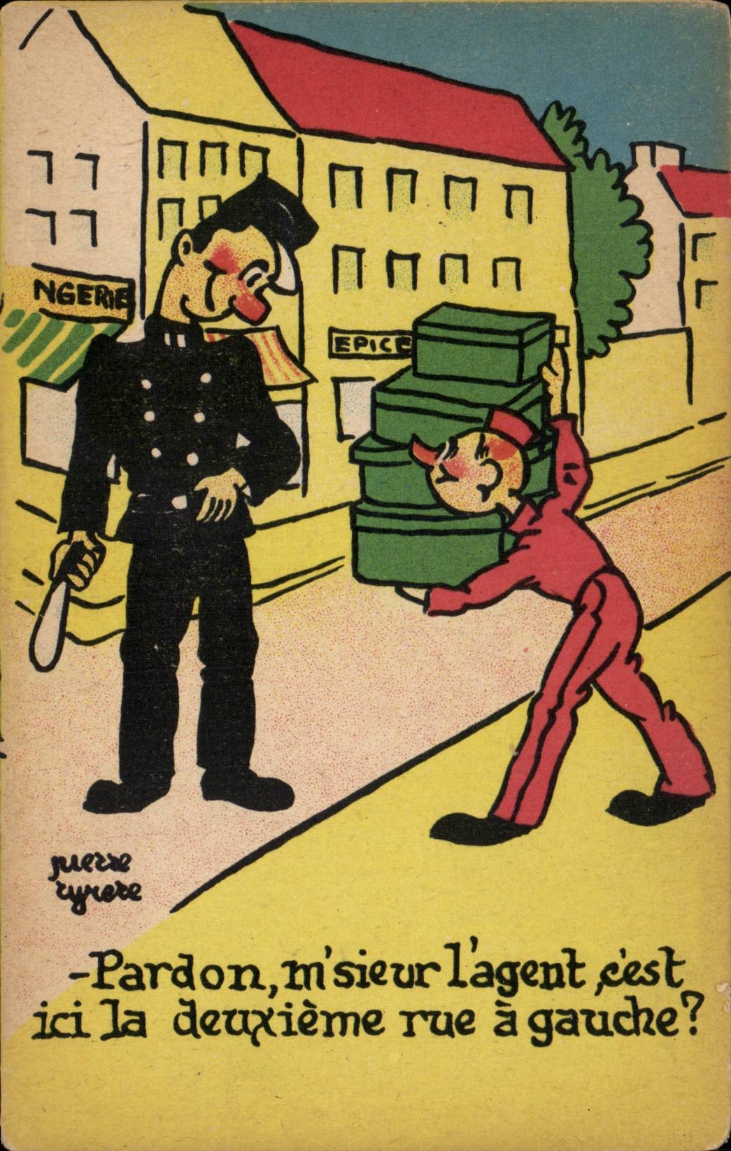 Agent de police et livreur — humour — Pierre Cyrere, n° 457
