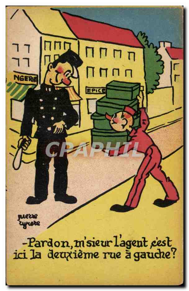 Agent de police et livreur — caricature — Pierre Tyrere, n°457