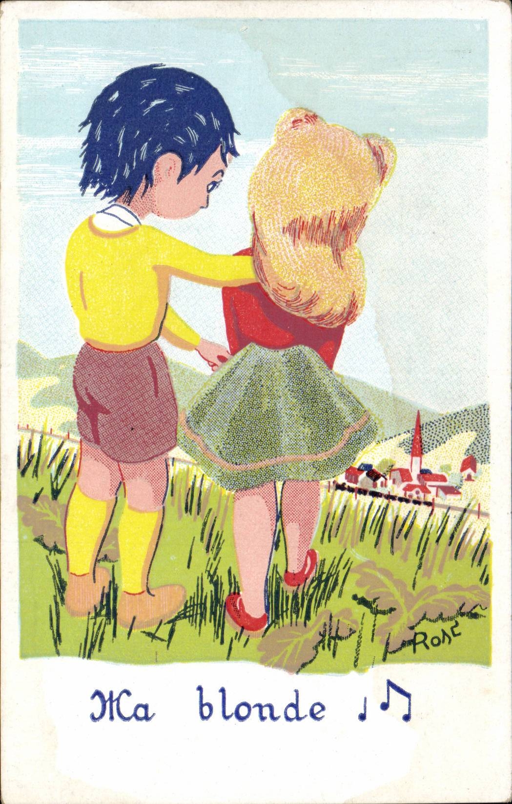 CPA Fantaisie Illustrateur Enfants Ma blonde
