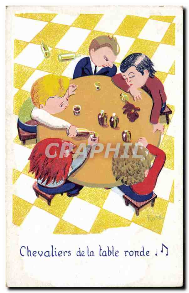 CPA Fantaisie Illustrateur Enfants Chevaliers de la table ronde