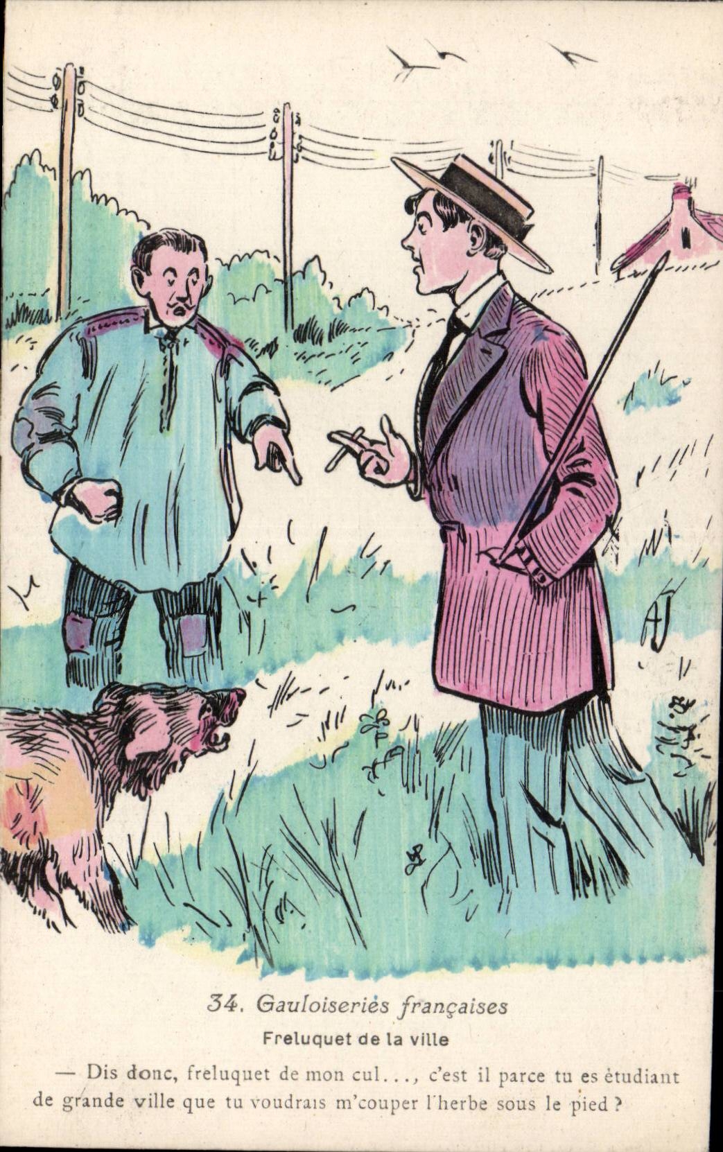 CPA Fantaisie Illustrateur Humour Gauloiseries francaises Freluquet de la ville