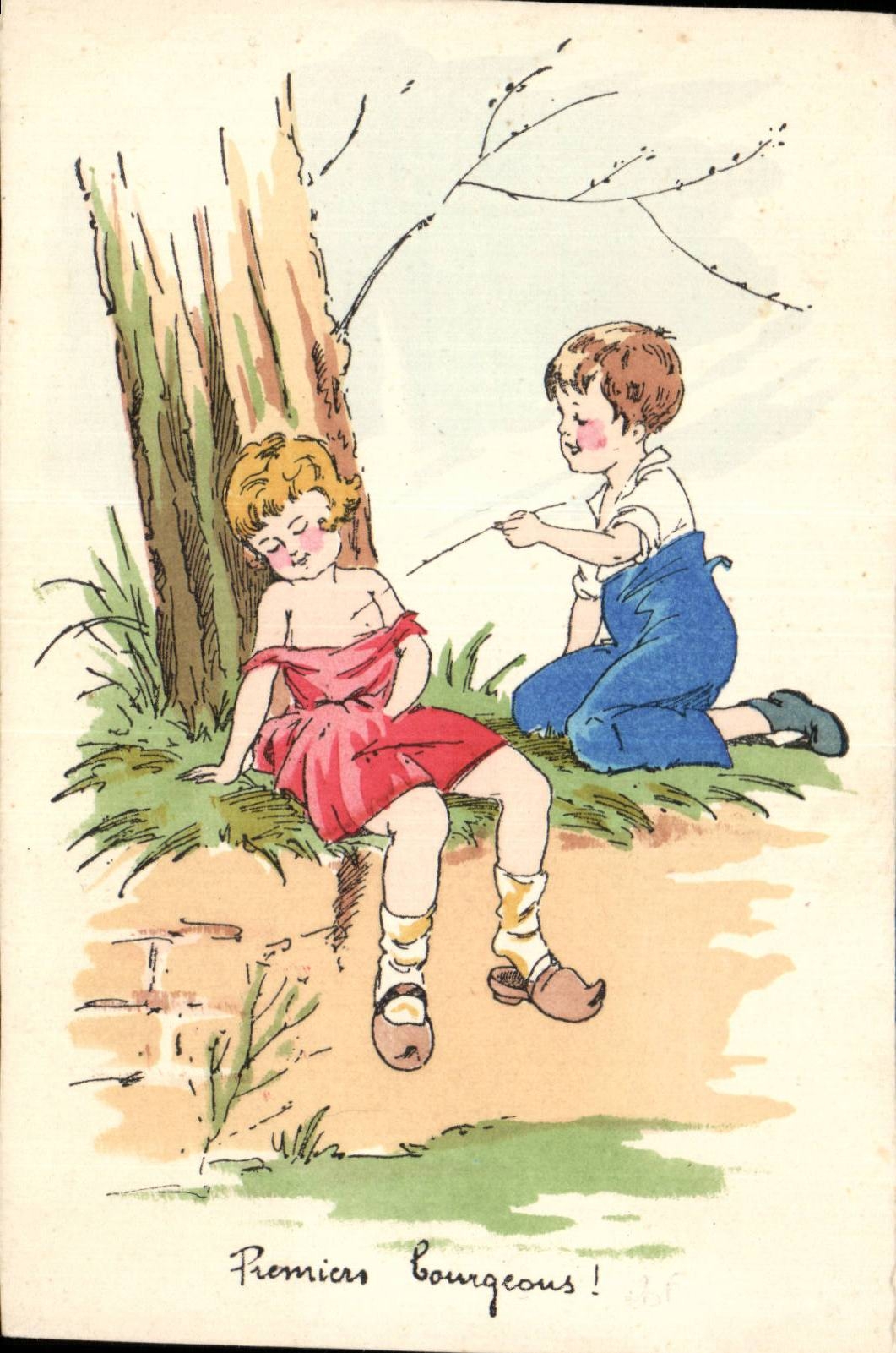 CPA Fantaisie Illustrateur Enfants Premiers bourgeons