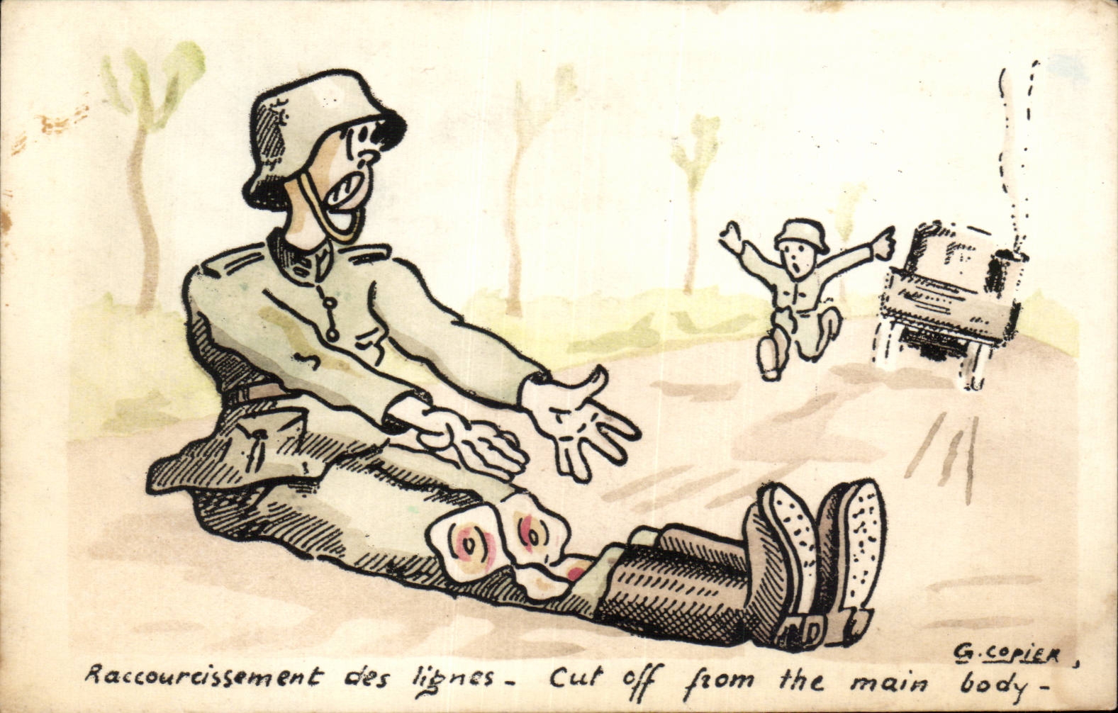 Raccourcissement des lignes — Cut off from the main body — G. Copier