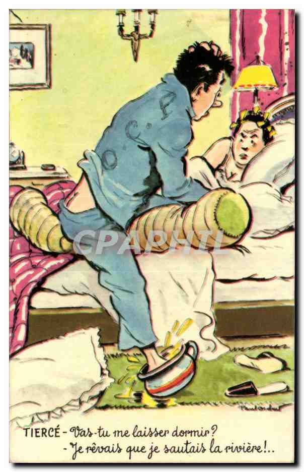 CPA Fantaisie Illustrateur Humour Tierce Vas tu me laisser dormir ? Je revais que je sautais Cheval Hippisme Equitation