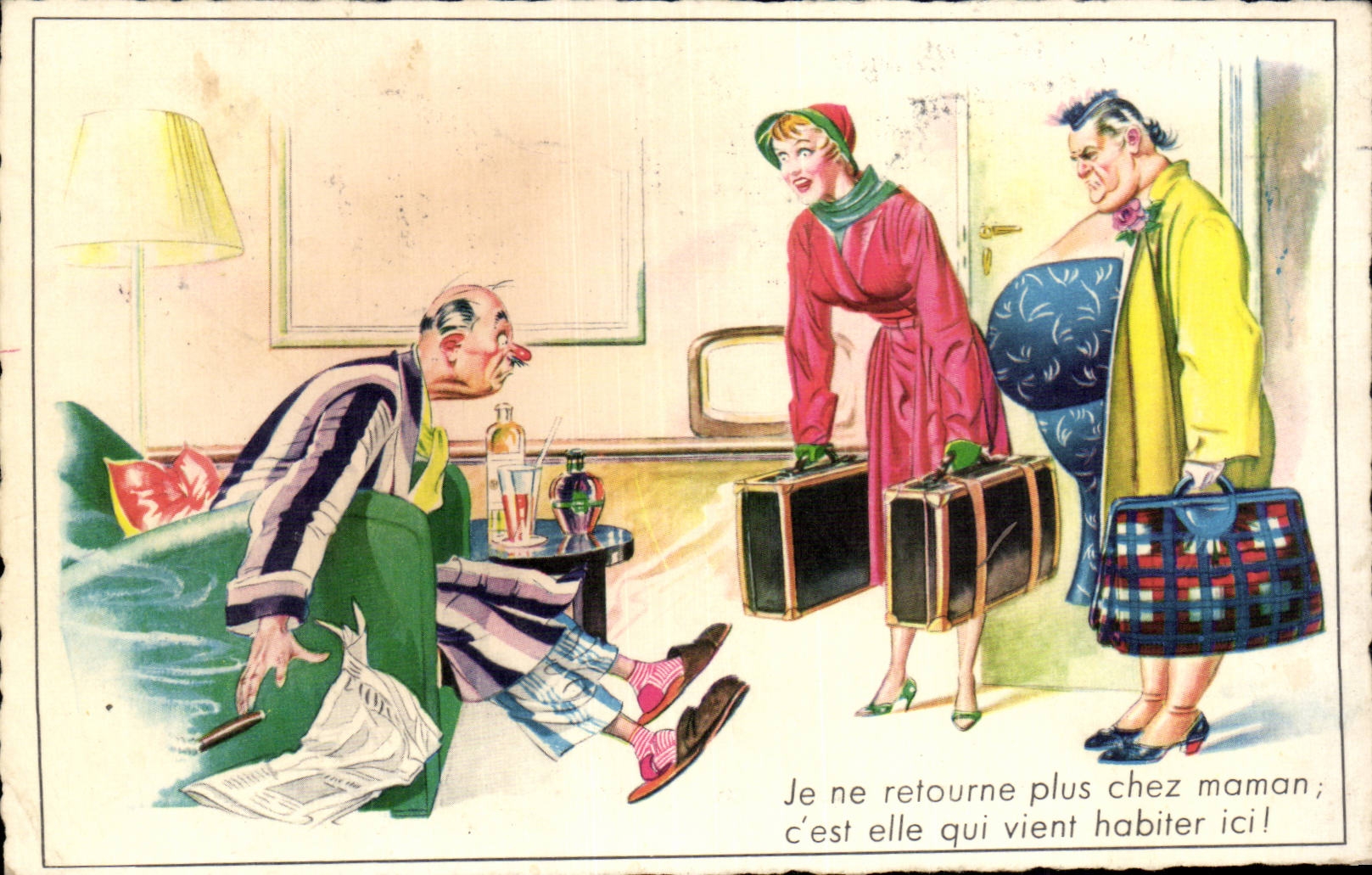 CPA Fantaisie Illustrateur Humour Je ne retourne plus chez maman