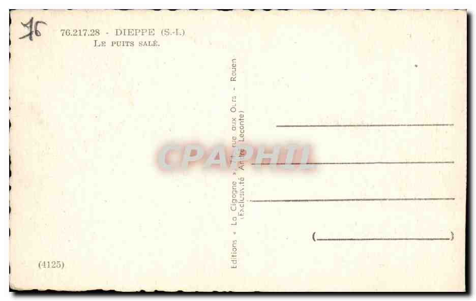 CPA Dieppe Le puits sale — Rückseite