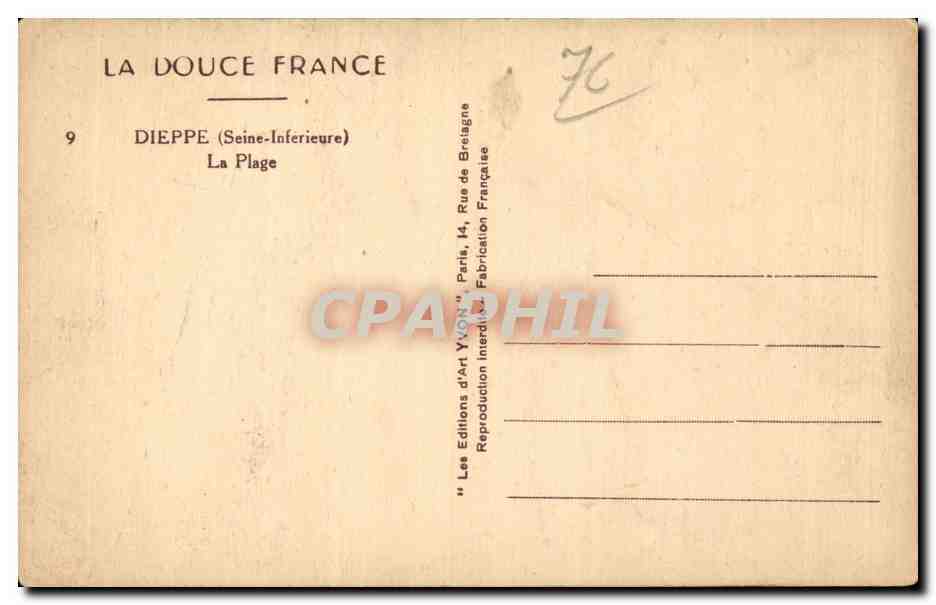 CPA Dieppe La plage — Rückseite