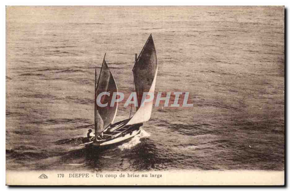 CPA Dieppe Un coup de brise au large Bateau Barque