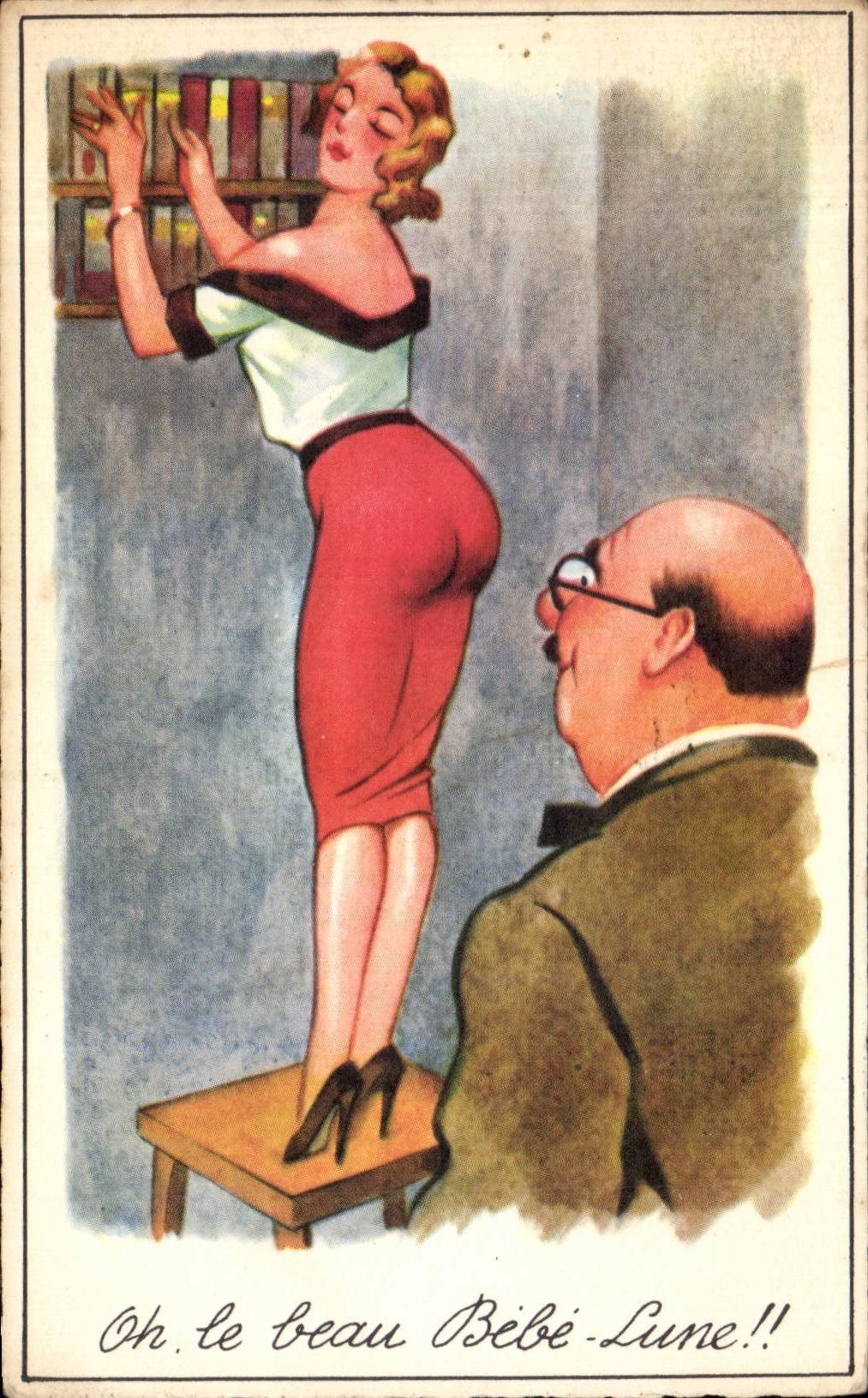 CPA Fantaisie Humour Femme Oh le beau bebe lune