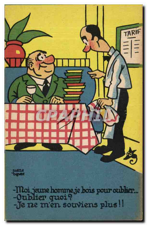 CPA Fantaisie Humour Illustrateur Restaurant