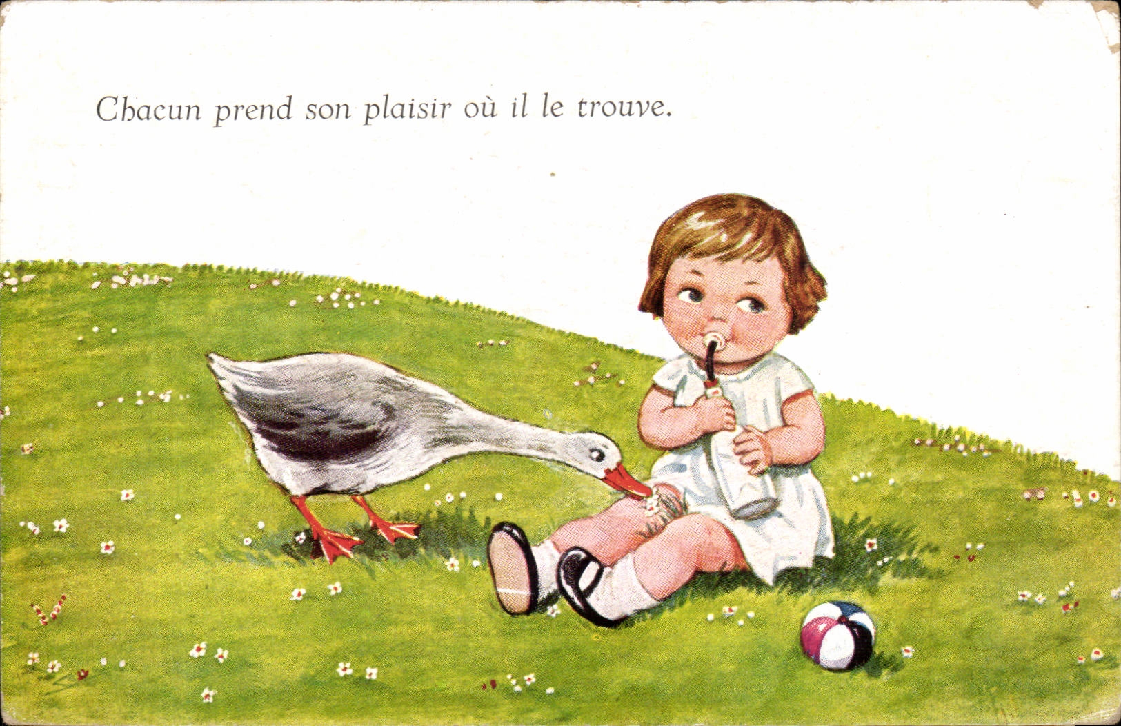 CPA Fantaisie Humour Illustrateur Enfant Oise Geese Chacun prend son plaisir ou il se trouve