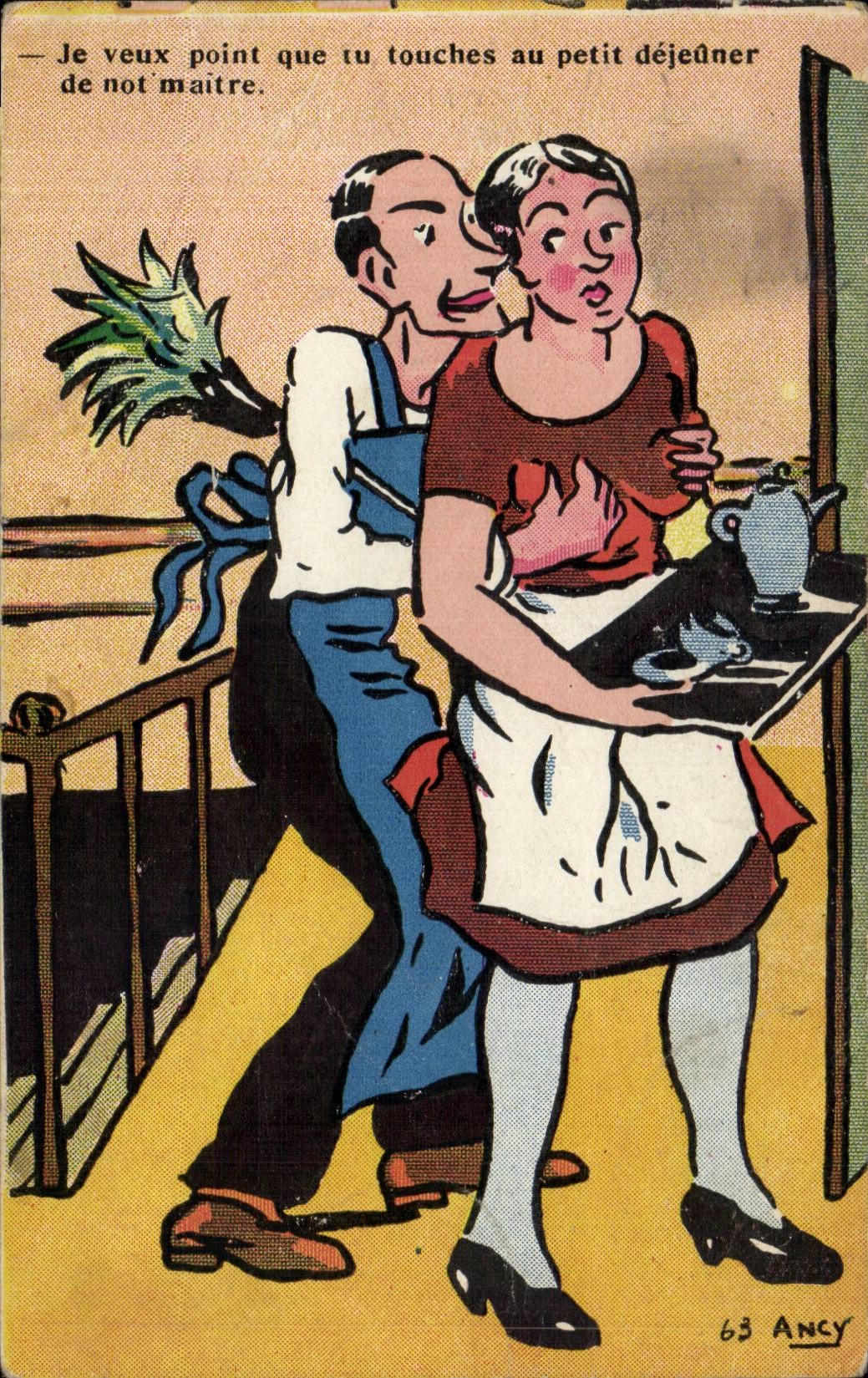 CPA Fantaisie Humour Illustrateur Je veux point que tu touches au petit dejeuner de not maitre Ancy