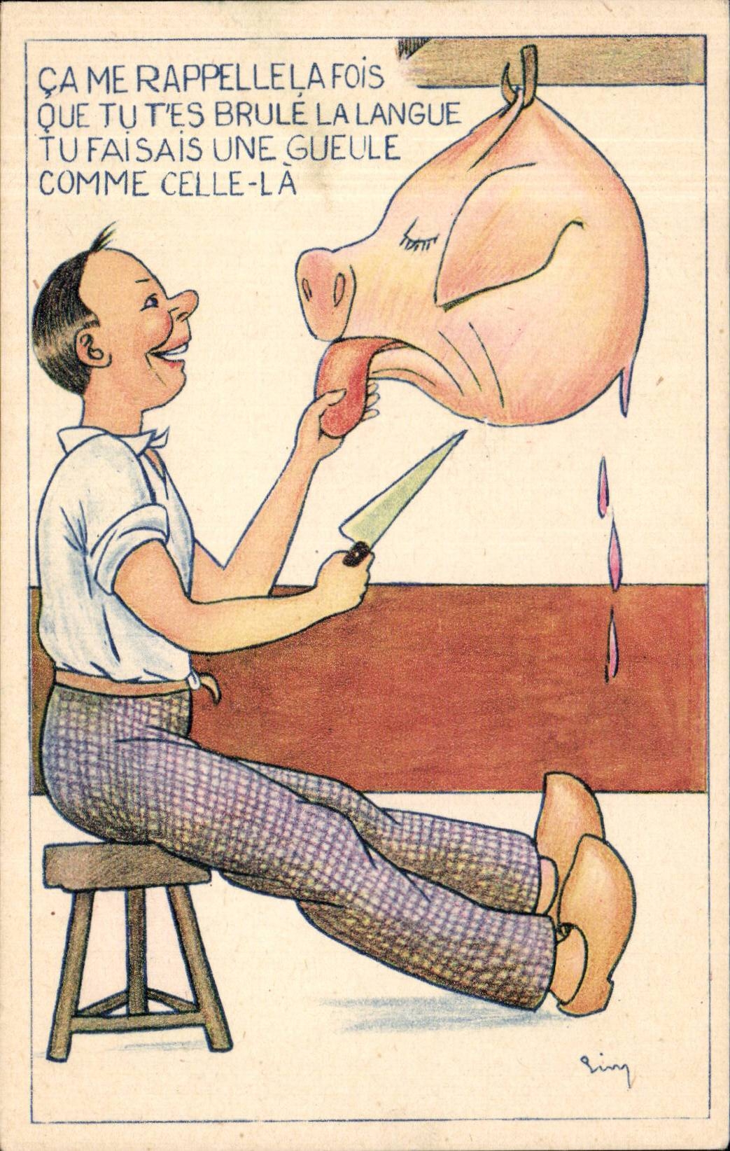 CPA Fantaisie Humour Cochon Pig