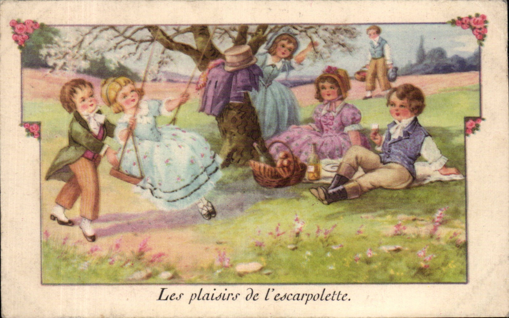 CPA Fantaisie Humour Enfants Les plaisirs de l'escarlopette balancoire