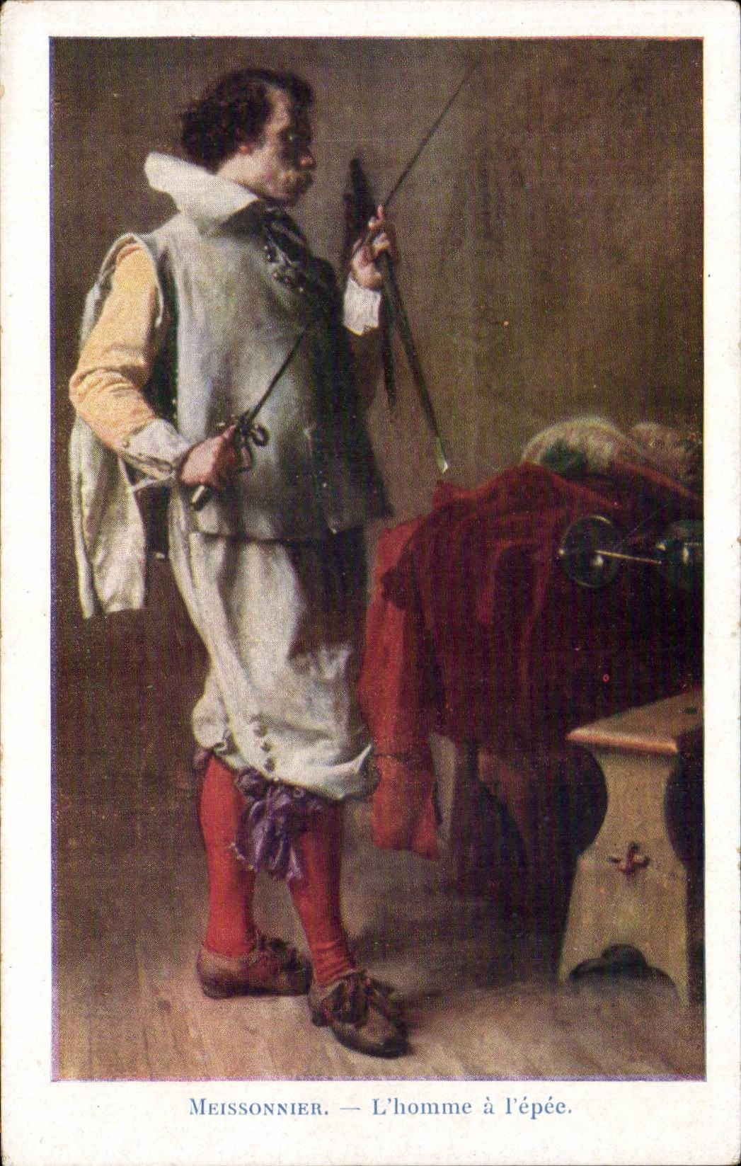 CPA Fantaisie Meissonnier L'homme a l'epee Fencing Escrime