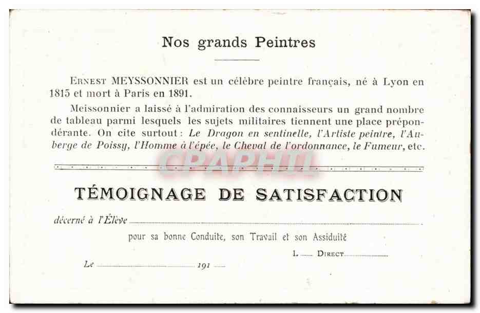 CPA Fantaisie Meissonnier L'homme a l'epee Fencing Escrime — Verso