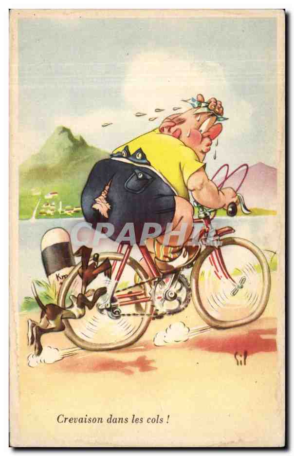 CPA Fantaisie Illustrateur Humour Crevaison dans les cols ! Cycle Velo Cyclisme