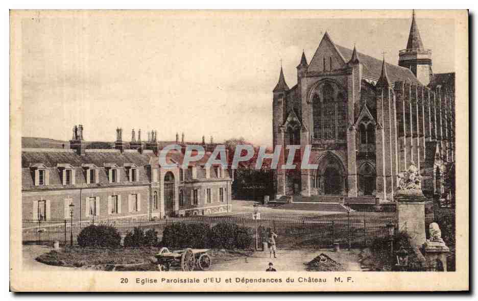 CPA Eu Eglise paroissiale et dependances du chateau