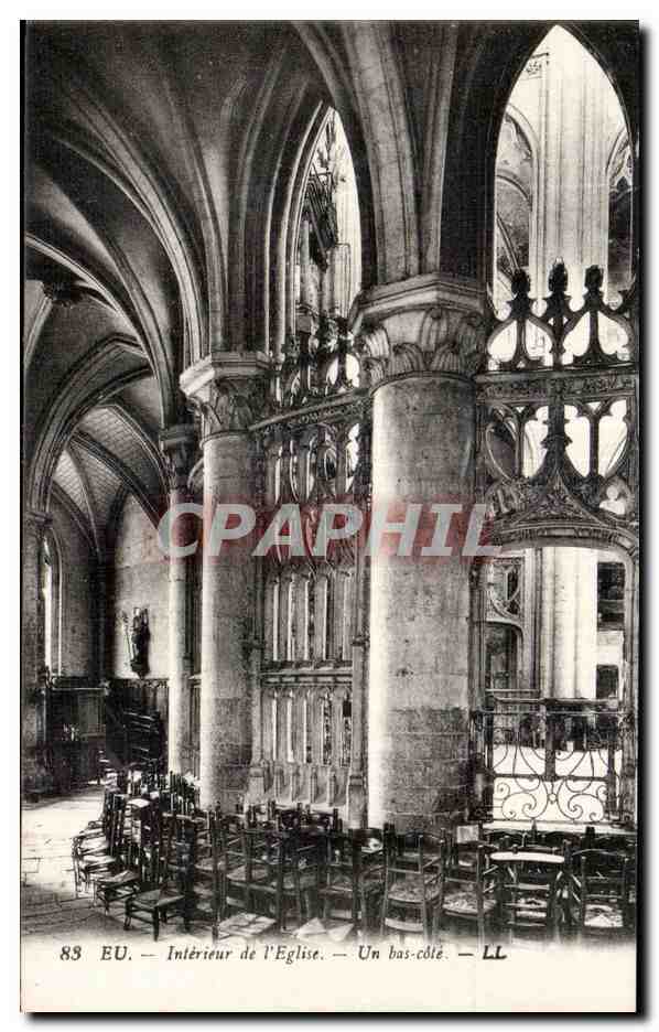 CPA Eu Interieur de l'eglise Un bas cote