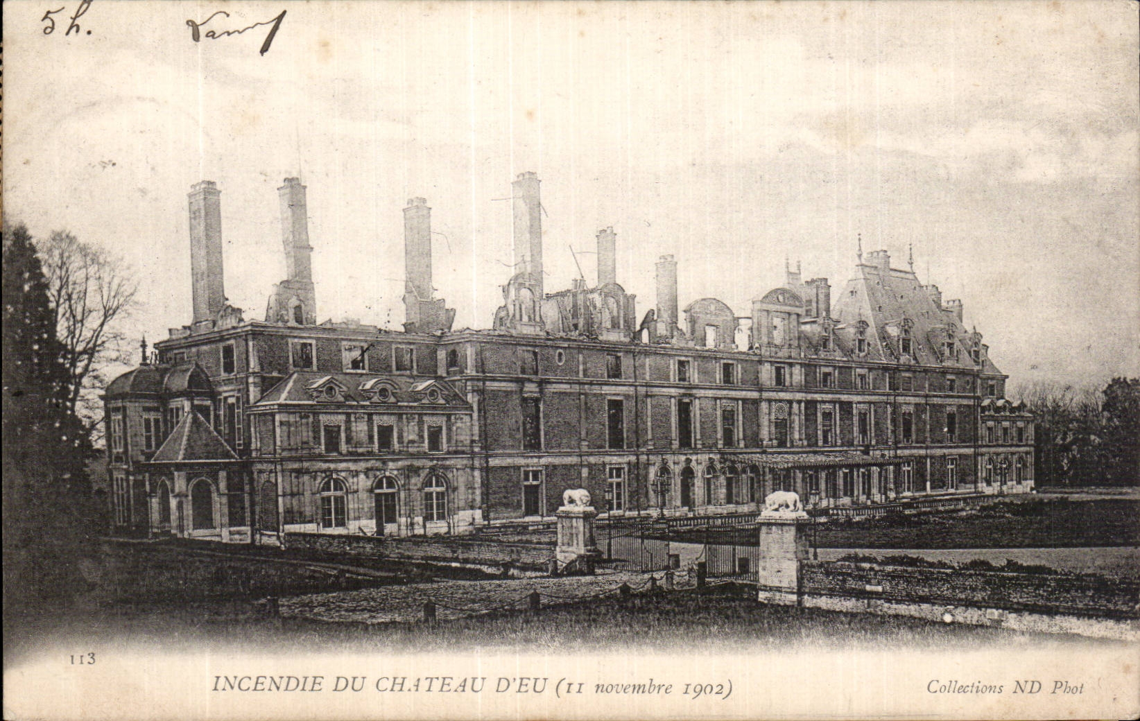 CPA Eu Incendie du chateau (11 novembre 1902)