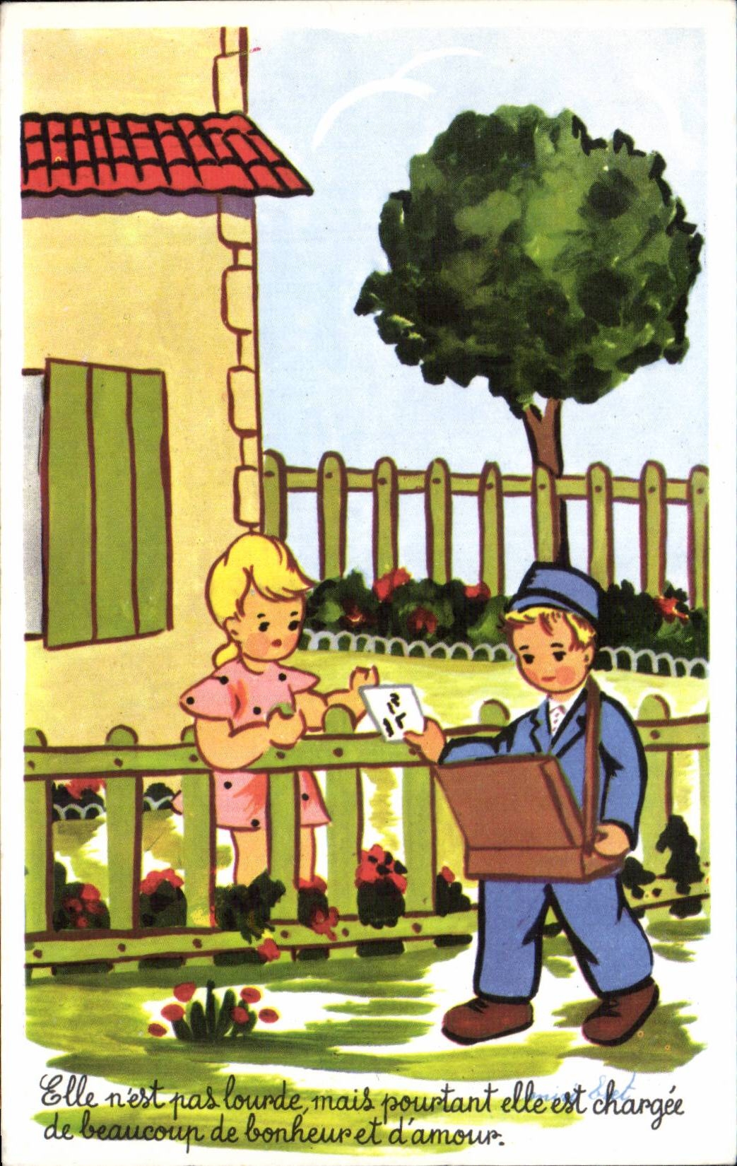 CPA Fantaisie Illustrateur Enfant Postier Facteur